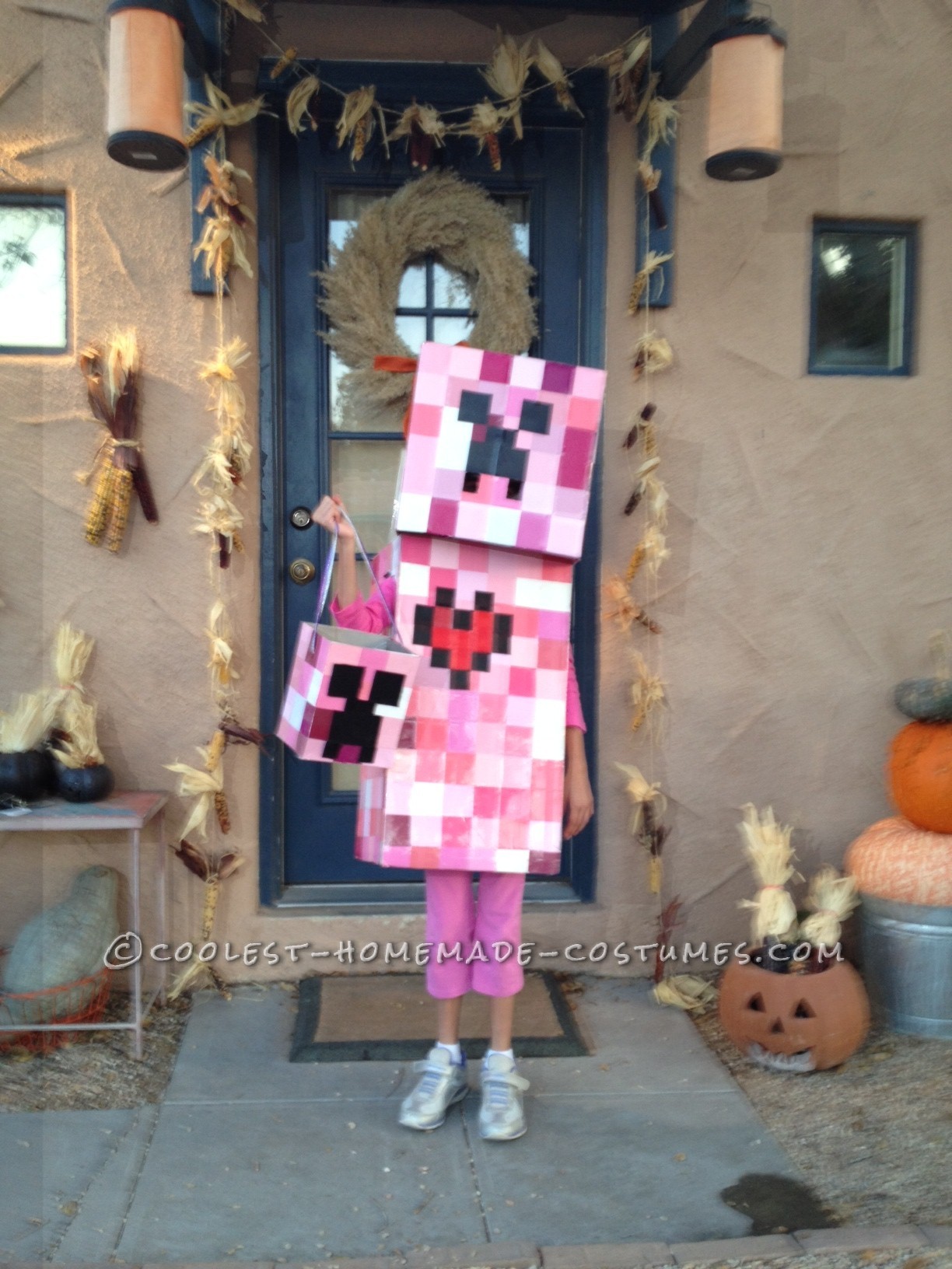 Coolest Elemental Creeper Costume from Minecraft: My daughter (along with every other kid in America) is obsessed with Minecraft.  She especially loves the creeper characters, but didn't want to be t