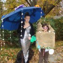 Summertime Dreams of Mermaids and Sandcastles Couple Costume: Prep time for this summertime dreams of Mermaids and Sandcastles couple costume:  6 hours  Costume materials:  sturdy cardboard box, sand, seashe