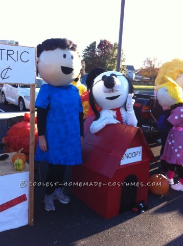 The Best Homeade Peanuts Gang Costume: We purchased 19 inch beach balls and paper mached with 3-4 layers for our Peanuts gang costume. Balls were then reinforced with Kilz and cardboard aro