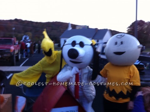 The Best Homeade Peanuts Gang Costume: We purchased 19 inch beach balls and paper mached with 3-4 layers for our Peanuts gang costume. Balls were then reinforced with Kilz and cardboard aro