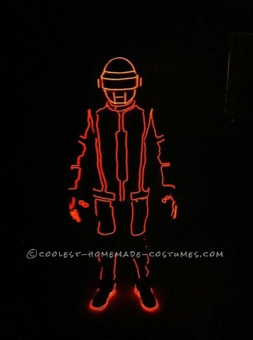 Glowing Daft Punk Couple Costume with Tron EL Wire Suit!