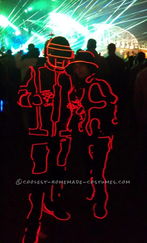 Glowing Daft Punk Couple Costume with Tron EL Wire Suit!