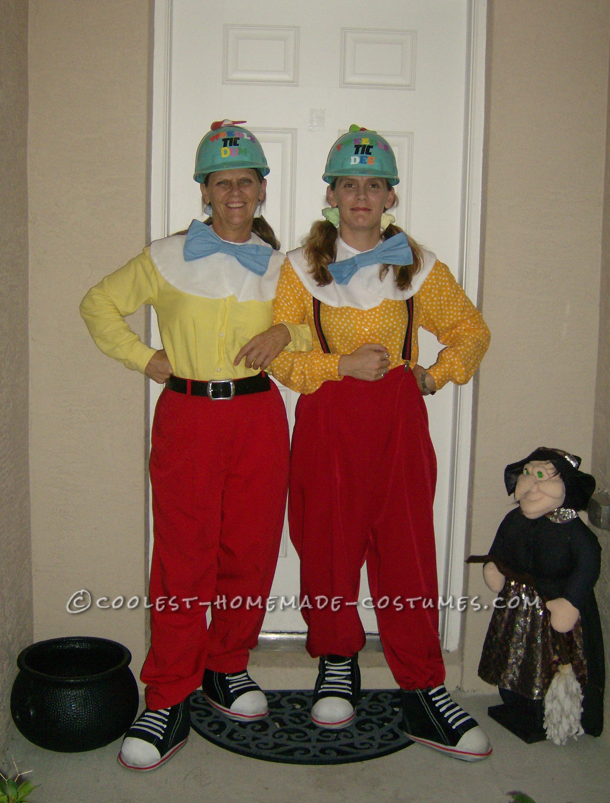 Cool Mother and Daughter Halloween Costume: Tweedle Dee and Tweedle Dumb: Of course I agreed to do these costumes with my mother on one condition....she had to be Tweedle Dumb! We work in industrial construction and wanted t
