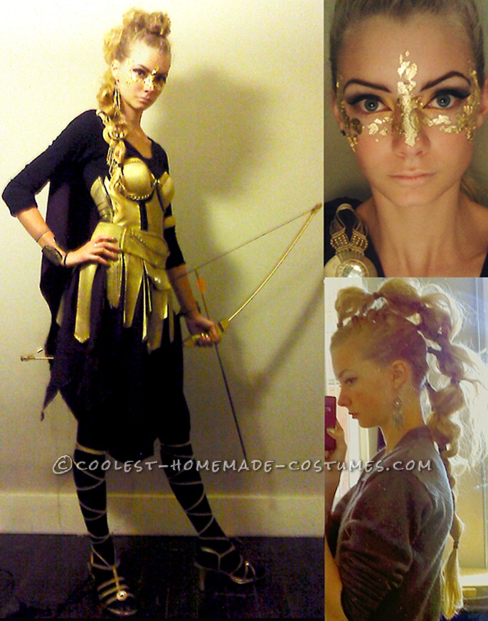 Coolest Homemade War Goddess Athena Halloween Costume: When I start thinking Halloween costume the first question I always ask myself is "Who can I be that has an awesome weapon?" I don't know why it is, b