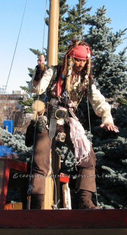 Homemade Captain Jack Sparrow Costume - Where's the Rum?: This Captain Jack Sparrow costume was my funnest ever costume! I made the whole outfit from thrift store finds except for the compass which was bough