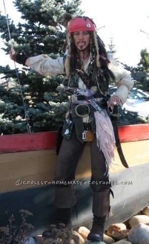 Homemade Captain Jack Sparrow Costume - Where's the Rum?: This Captain Jack Sparrow costume was my funnest ever costume! I made the whole outfit from thrift store finds except for the compass which was bough