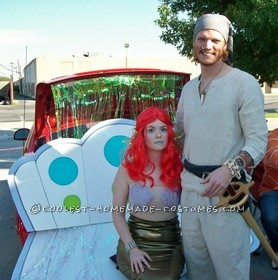 Detailed Magical Mermaid Costume with Giant Shell and Pirate
