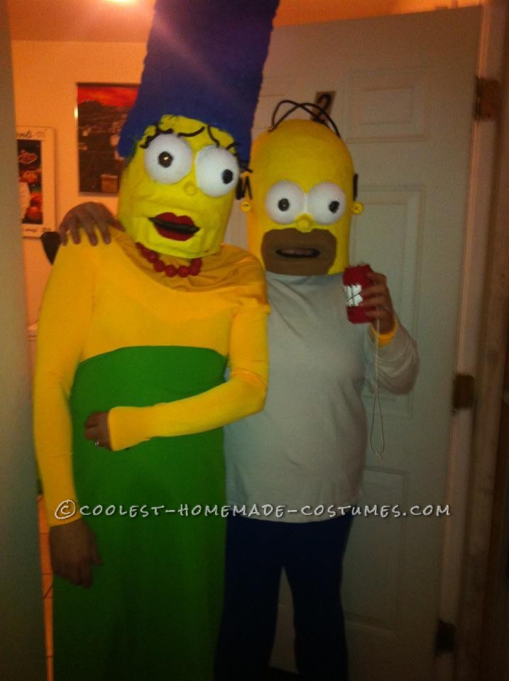 Cool Paper Mache Homer and Marge Couple Costume