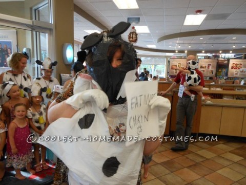 Recycled Plastic Bag Spotted Cow Costume