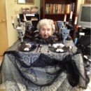 Head on a Platter Wheelchair Costume for 99 Year Old Granny!