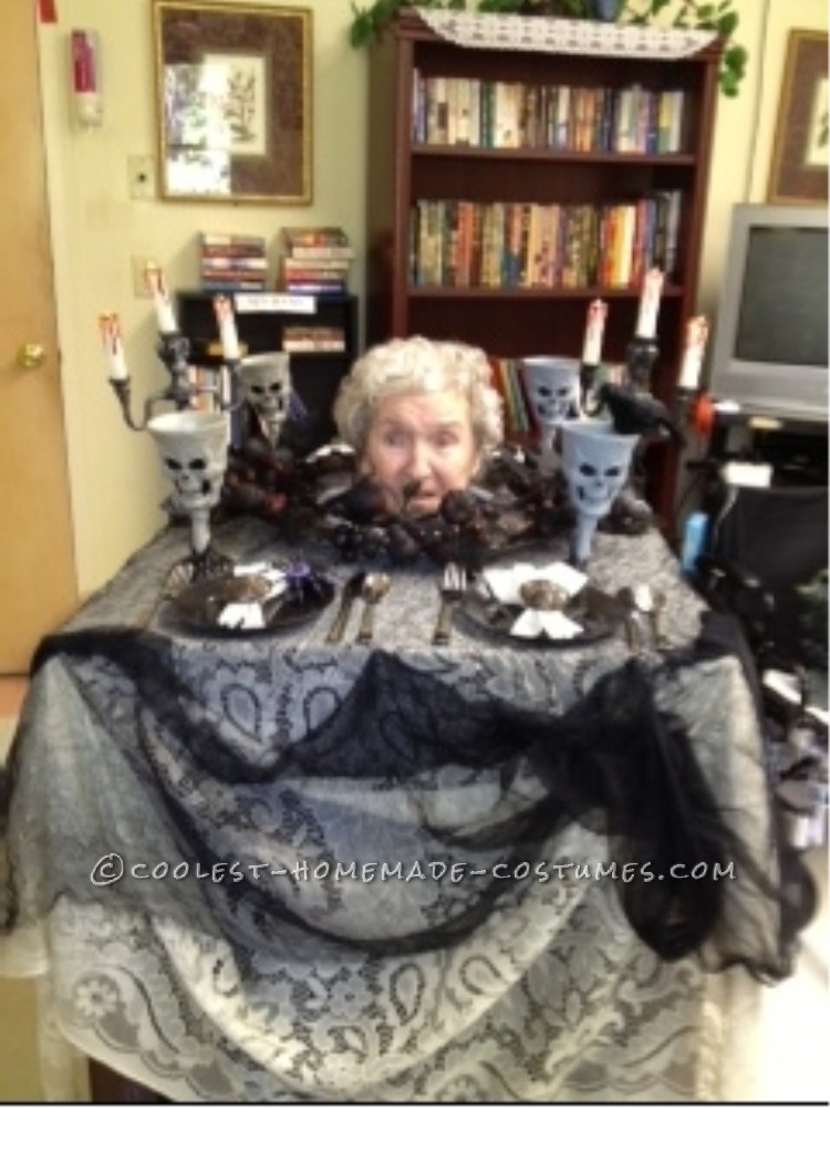 Head on a Platter Wheelchair Costume for 99 Year Old Granny!