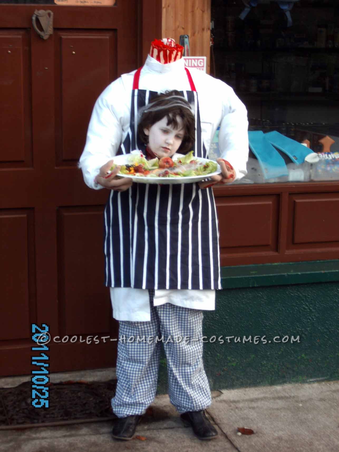 Awesome Headless Illusion Costume: A Headless Butcher Goes to School