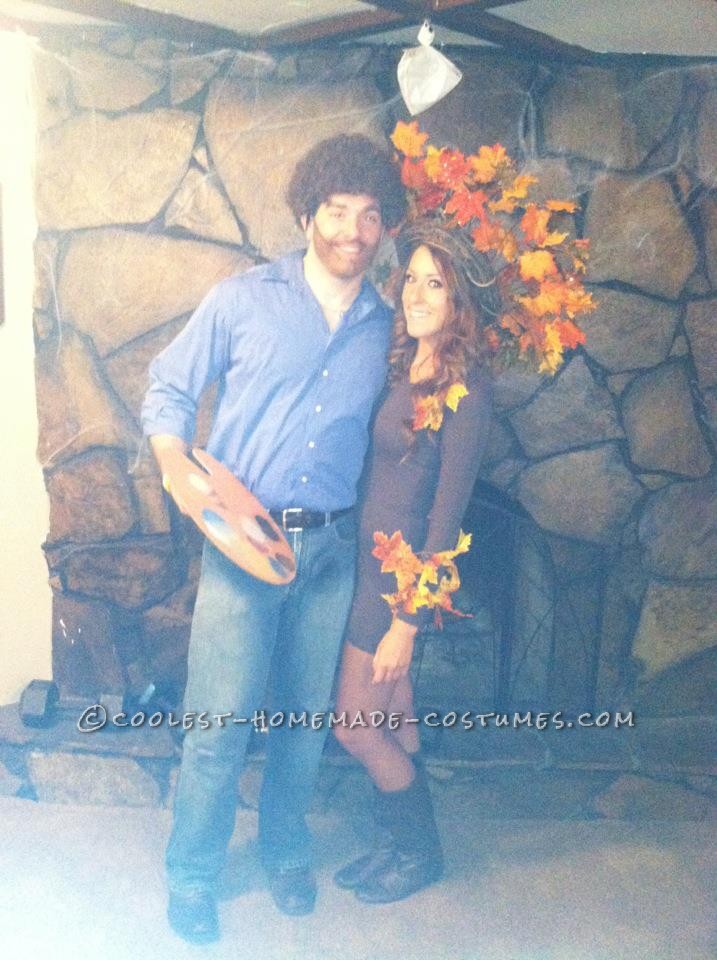 Homemade Bob Ross and His Happy Little Tree Halloween Costume