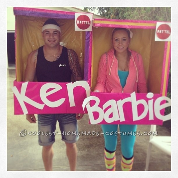 Homemade Sports Ken and Barbie In Box Costume