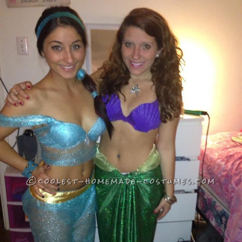 Homemade Jasmine and Ariel Halloween Costumes