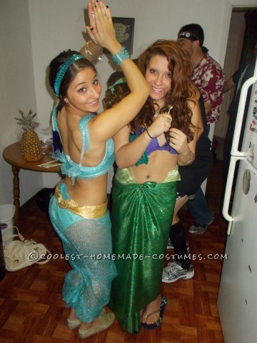 Homemade Jasmine and Ariel Halloween Costumes