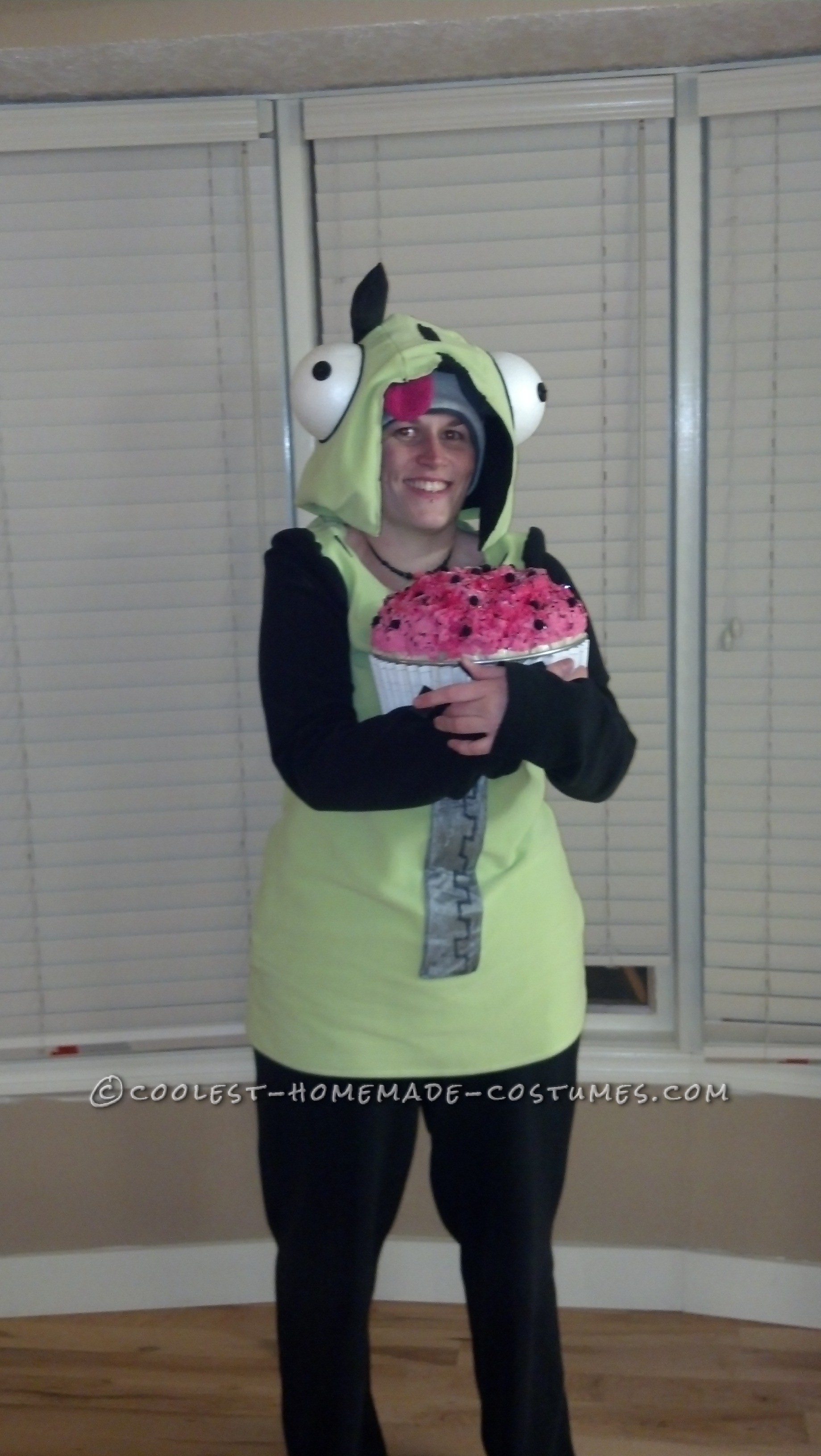 Homemade Gir From Invader Zim Costume With Giant Cupcake