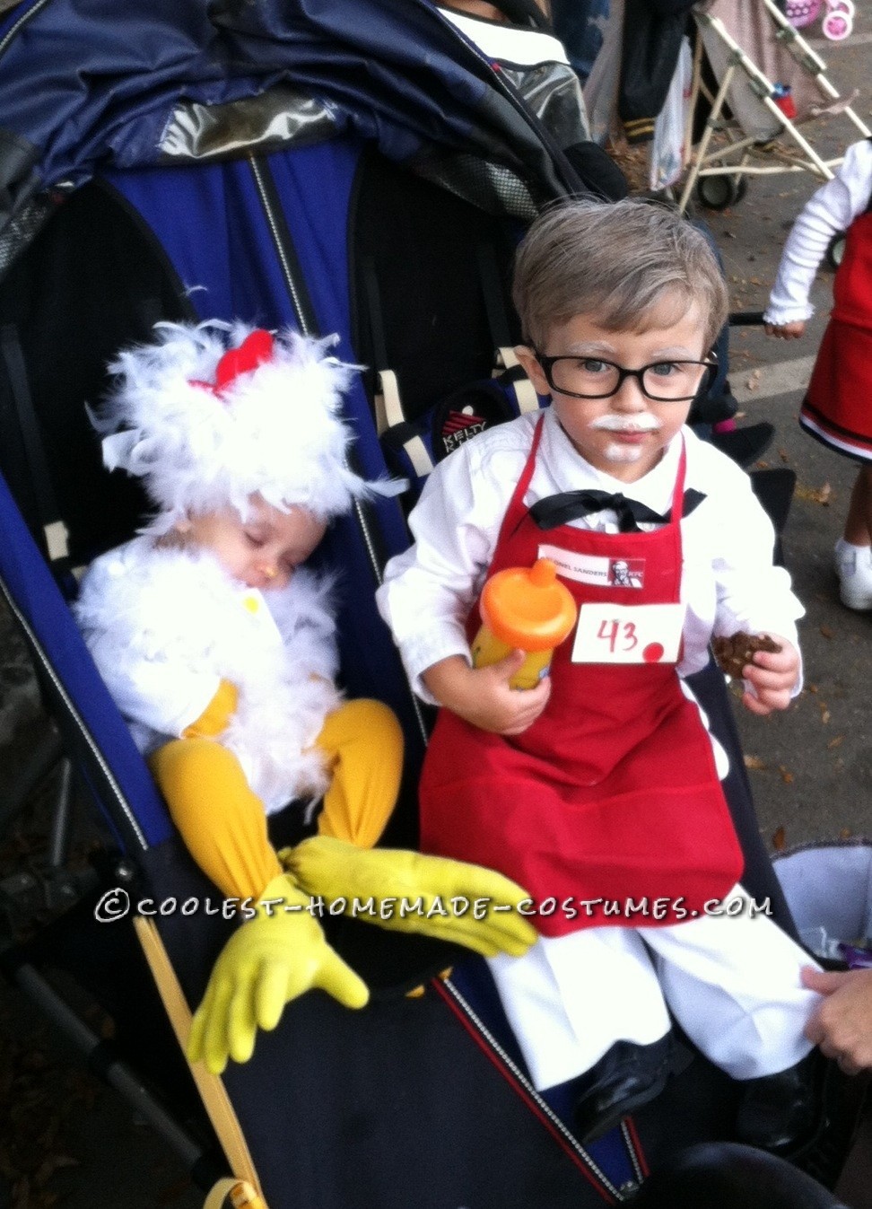 Cute Homemade Colonial Sanders and Chicken Children Costume