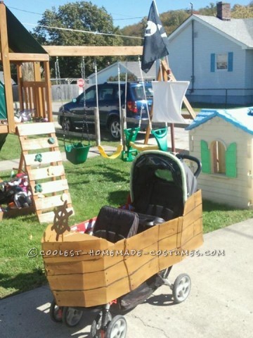 Homemade Pirate Ship Stroller and Pirate Costumes