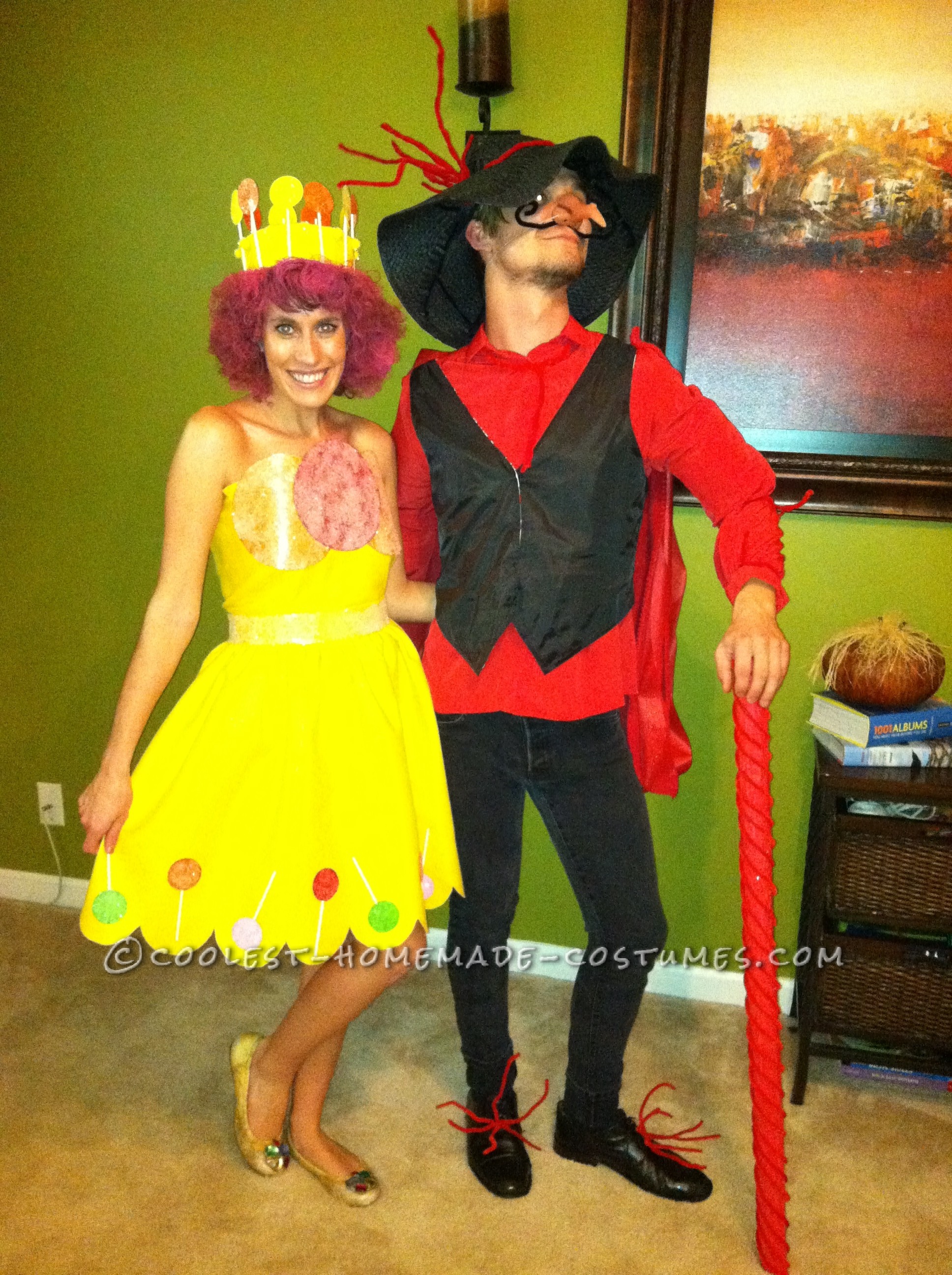 Homemade Couple Costume - Princess Lolly and Lord Licorice from Candyland