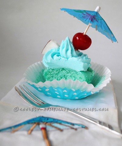 Homemade Blue Hawaiian Cupcake Costume