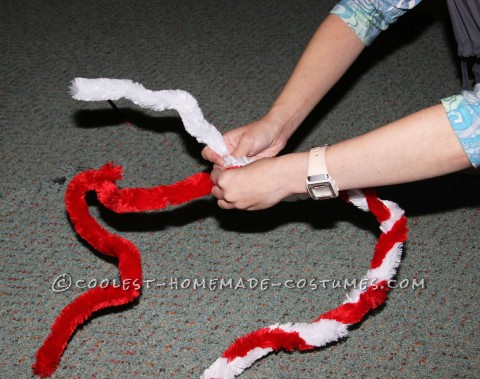 Twisting Chenille Stems into Candy Cane for Belt