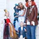 Coolest Homemade Wonderland Family Costume: Alice, Cheshire Cat, Queen of Hearts, White Rabbit and Mad Hatter Costumes