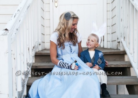 Coolest Homemade Wonderland Family Costume: Alice, Cheshire Cat, Queen of Hearts, White Rabbit and Mad Hatter Costumes