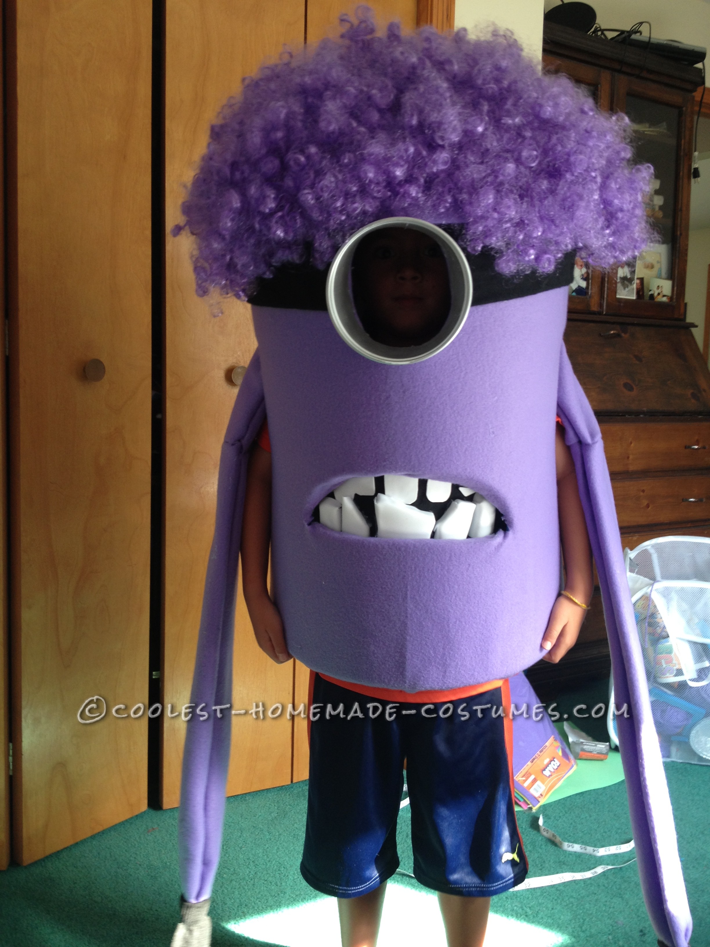 Coolest Homemade Purple Evil Minion Costume from Despicable Me