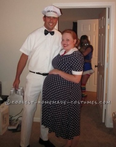 Easy Couples Costume The Milkman and Pregnant Housewife hq pic