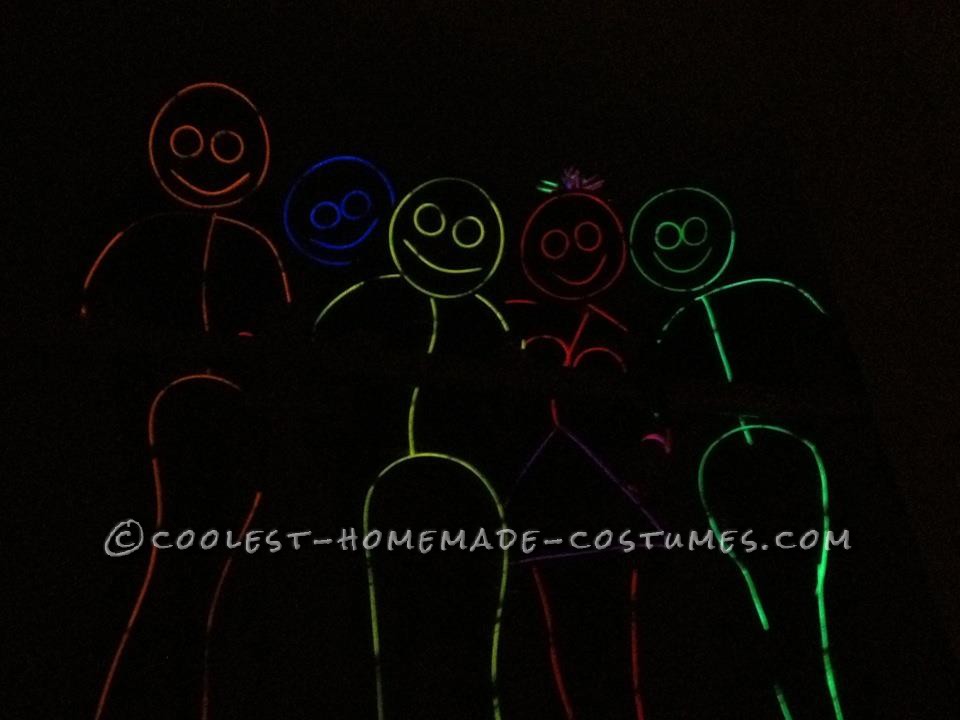 Awesome Glow in the Dark Stick Men and Women Group Costume (Took Less Than an Hour!)