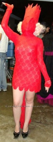 Cool Homemade Lady Gaga Red Lace Dress Costume