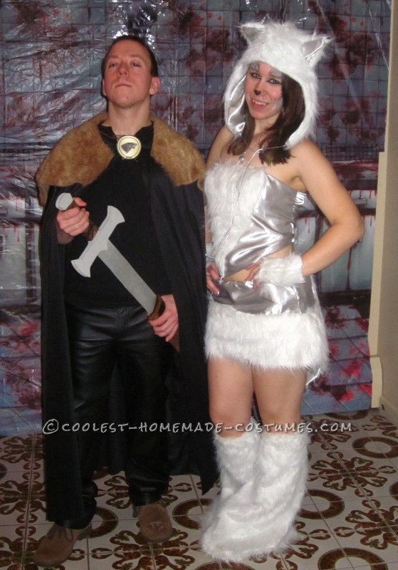 Cool Jon Snow and Ghost Homemade Couple Costume