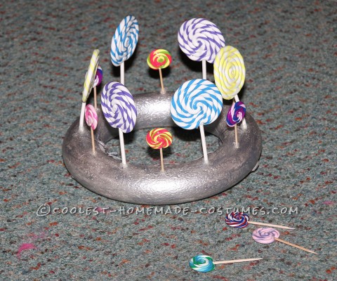 Clay Lollipops Glued into Foam Ring for Crown