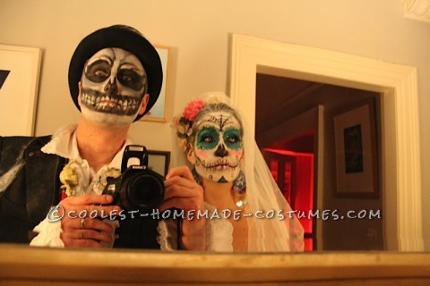 Awesome Homemade Dia De los Muertos Couple Costume