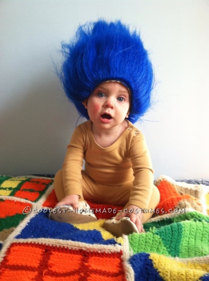 Two-Step Last Minute Halloween Troll Costume for a Baby Boy
