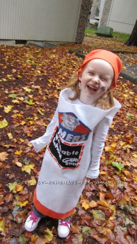 Cool Homemade Elmer's Glue Stick Costume for a Girl