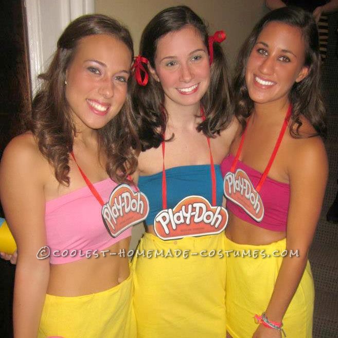 Easy and Cute Last-Minute Play-Doh Costumes for a Group of Girls