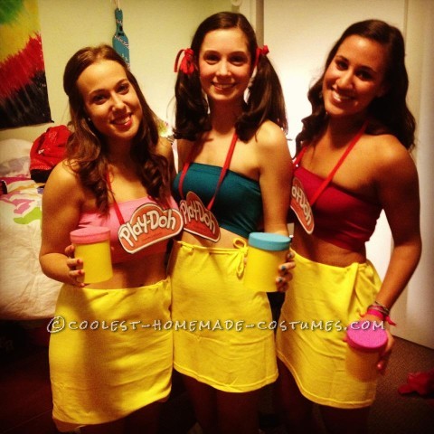 Easy and Cute Last-Minute Play-Doh Costumes for a Group of Girls