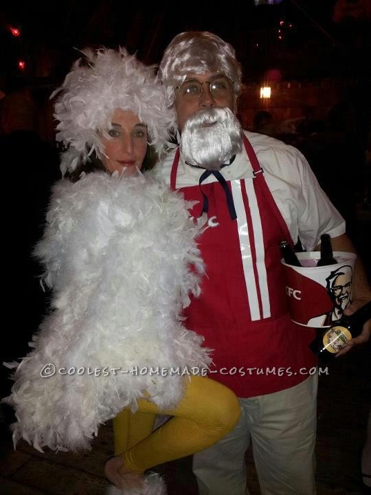 Cool Homemade Couple Costume Idea: Colonel Sanders (KFC) and a Chicken