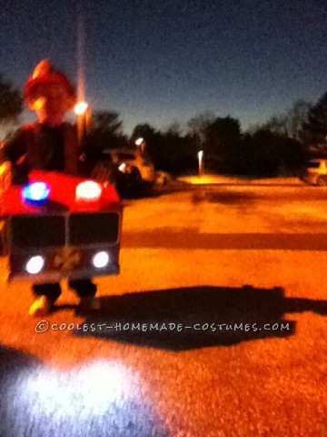 Coolest Homemade Firetruck Costume for a Toddler