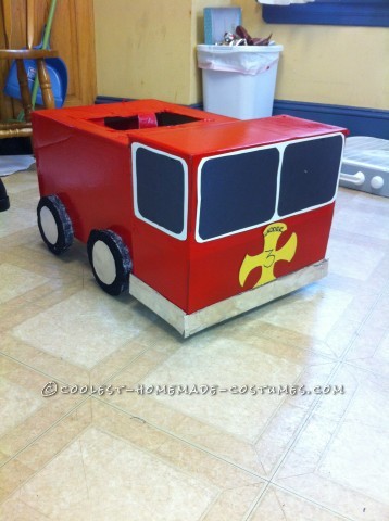 Coolest Homemade Firetruck Costume for a Toddler