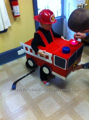 Coolest Homemade Firetruck Costume for a Toddler
