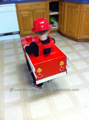 Coolest Homemade Firetruck Costume for a Toddler