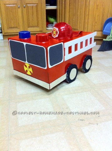 Coolest Homemade Firetruck Costume for a Toddler