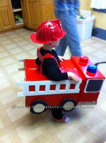 Coolest Homemade Firetruck Costume for a Toddler