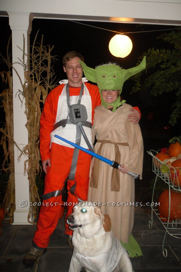 Coolest Homemade Yoda and Rebel Pilot Couple Costume