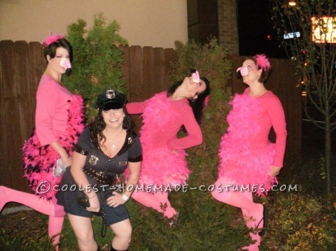 Great All-Girl Group Costume Idea: Pink Flamingo Yard Ornaments