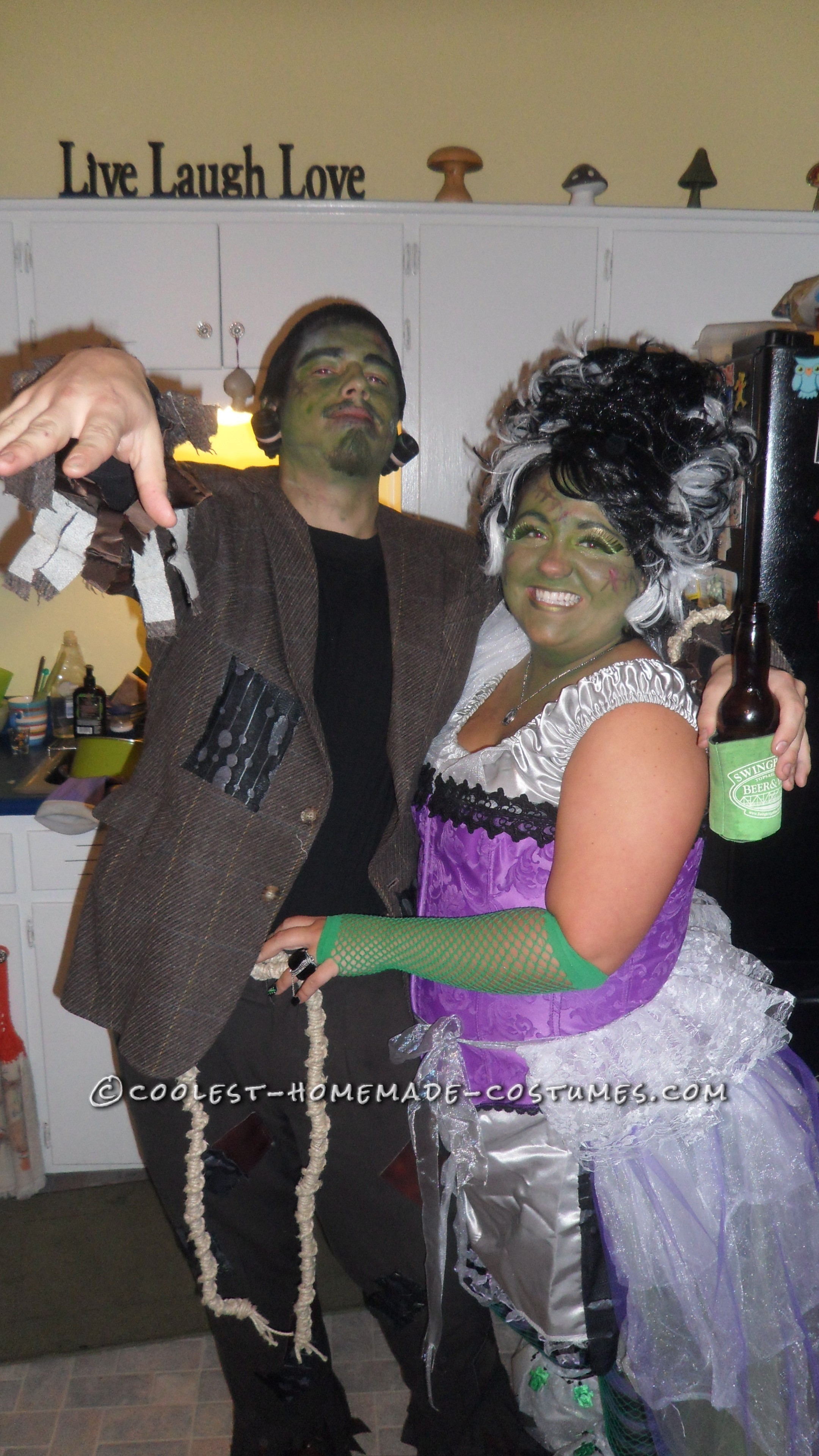 Fun Homemade Couple Costume: Frankie and His Bride