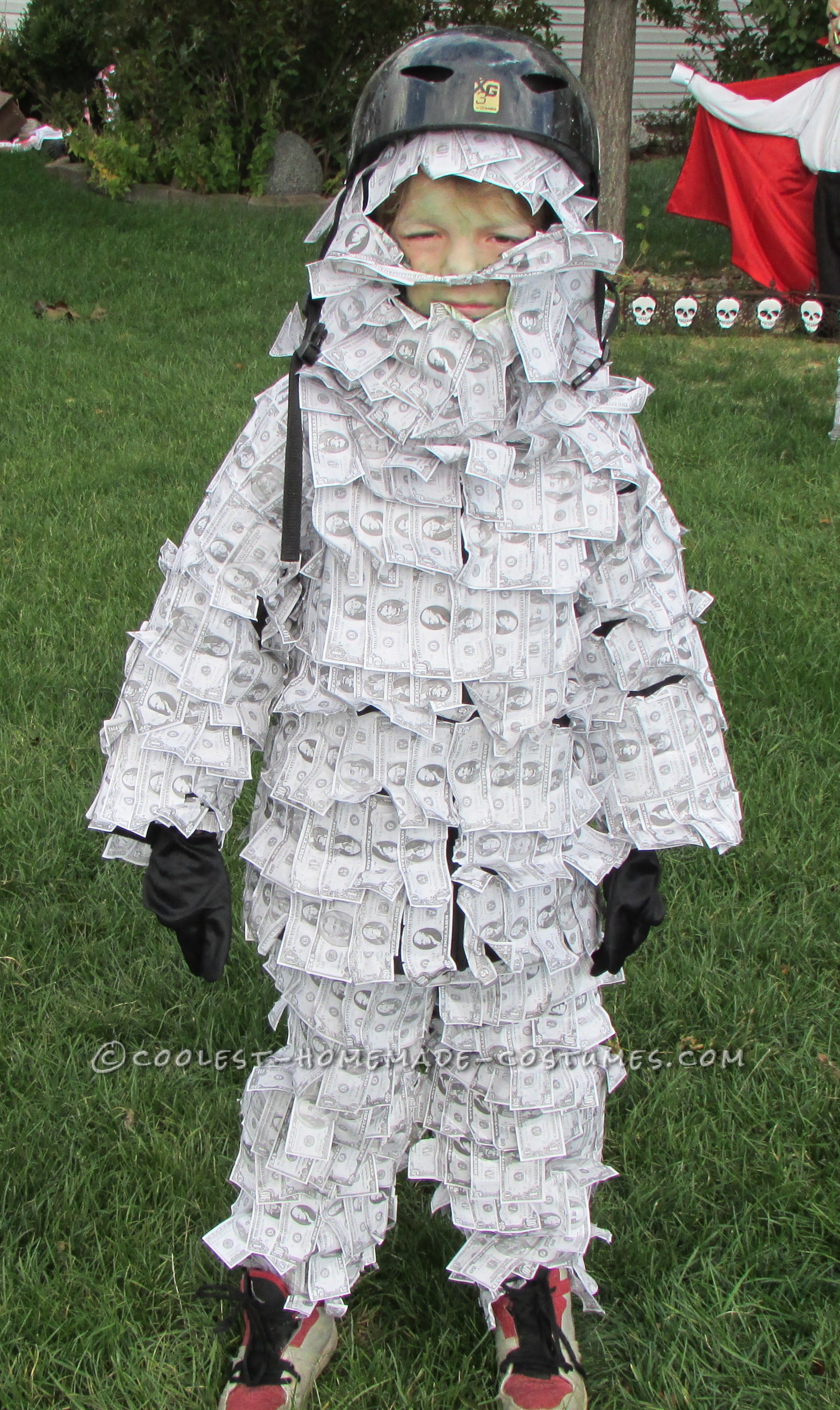 Cool Homemade Geico Money Man Halloween Costume for a Child
